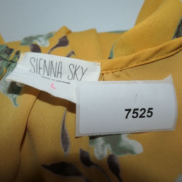 Sienna Sky Jumpsuit Womens L Mustard Floral Wide Leg Elastic Waist Pockets Boho - Picture 14 of 14